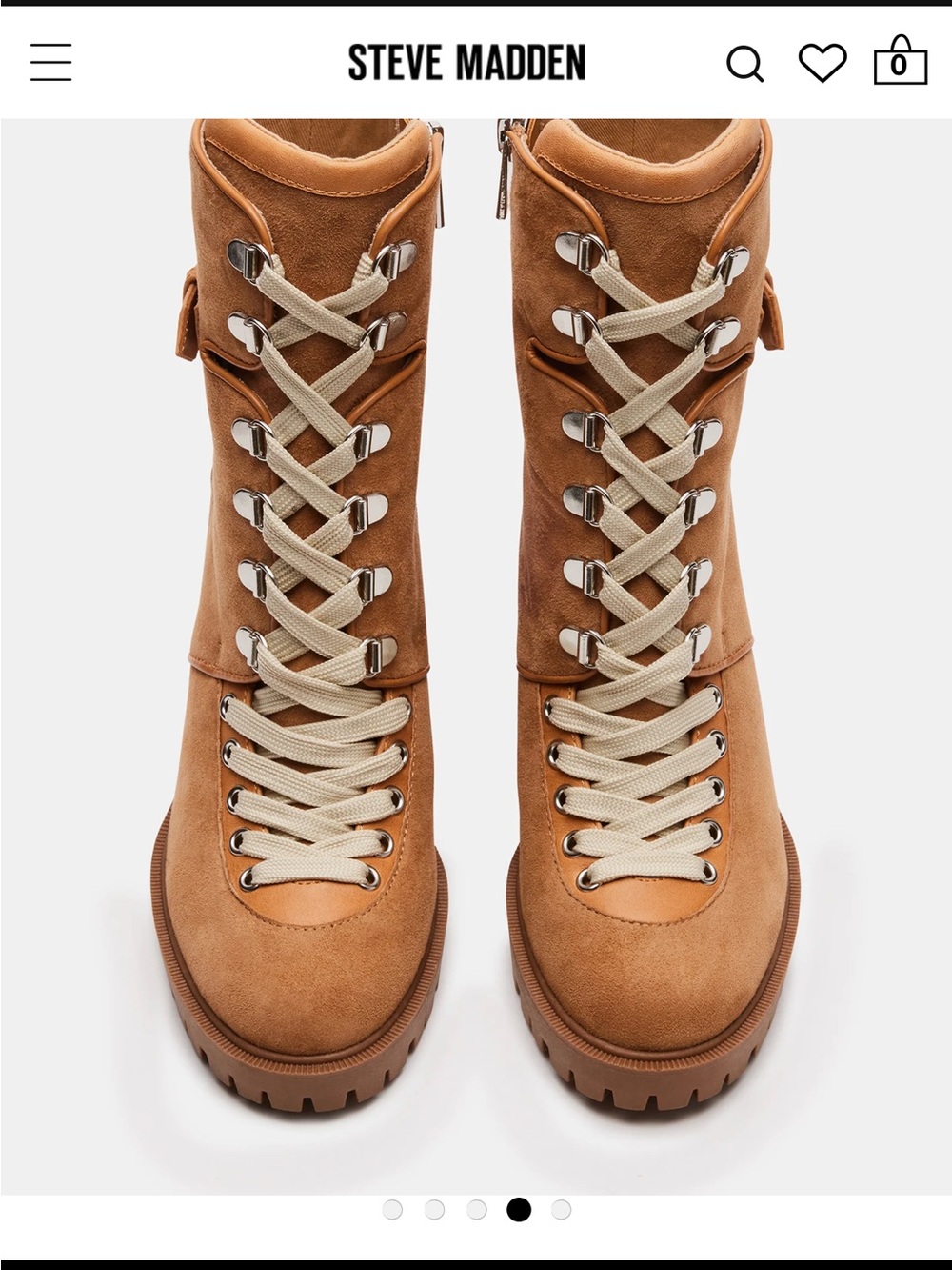 Steve Madden Tan Lace-Up Combat Boots
